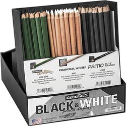 General's Primo Elite Grande Pencils Organic Black - Black n White Pencil Display